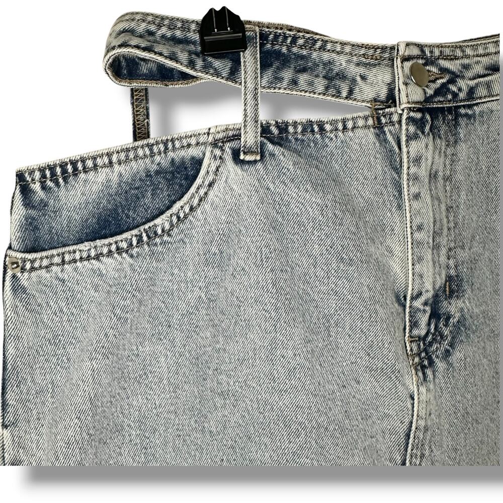 Nasty Gal Denim Maxi Skirt High Waist Side Slit Cut Out Pocket Size 10 - Picture 5 of 13